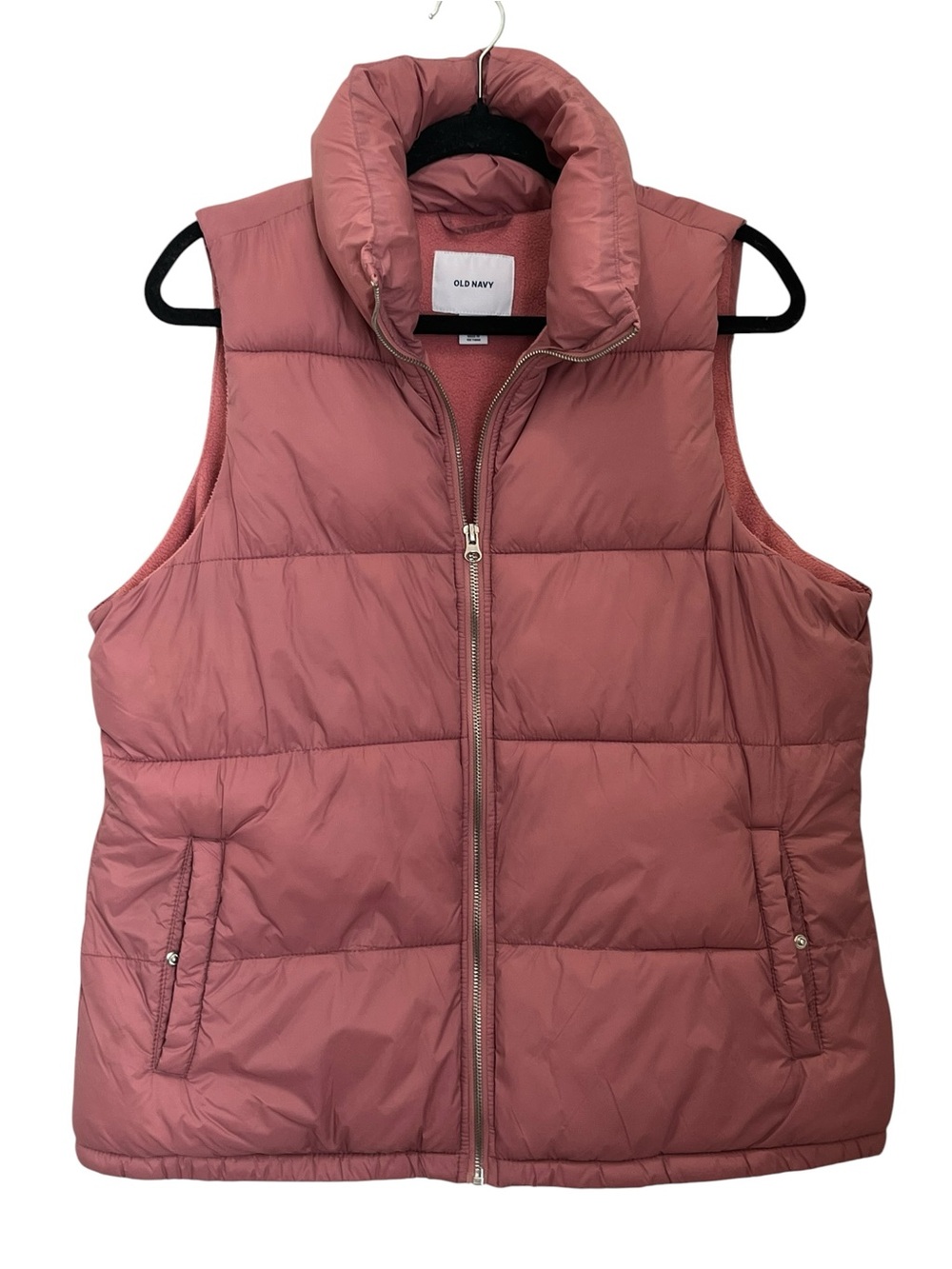 Old Navy Mauve Pink Full-Zip Puffer Vest Sz L